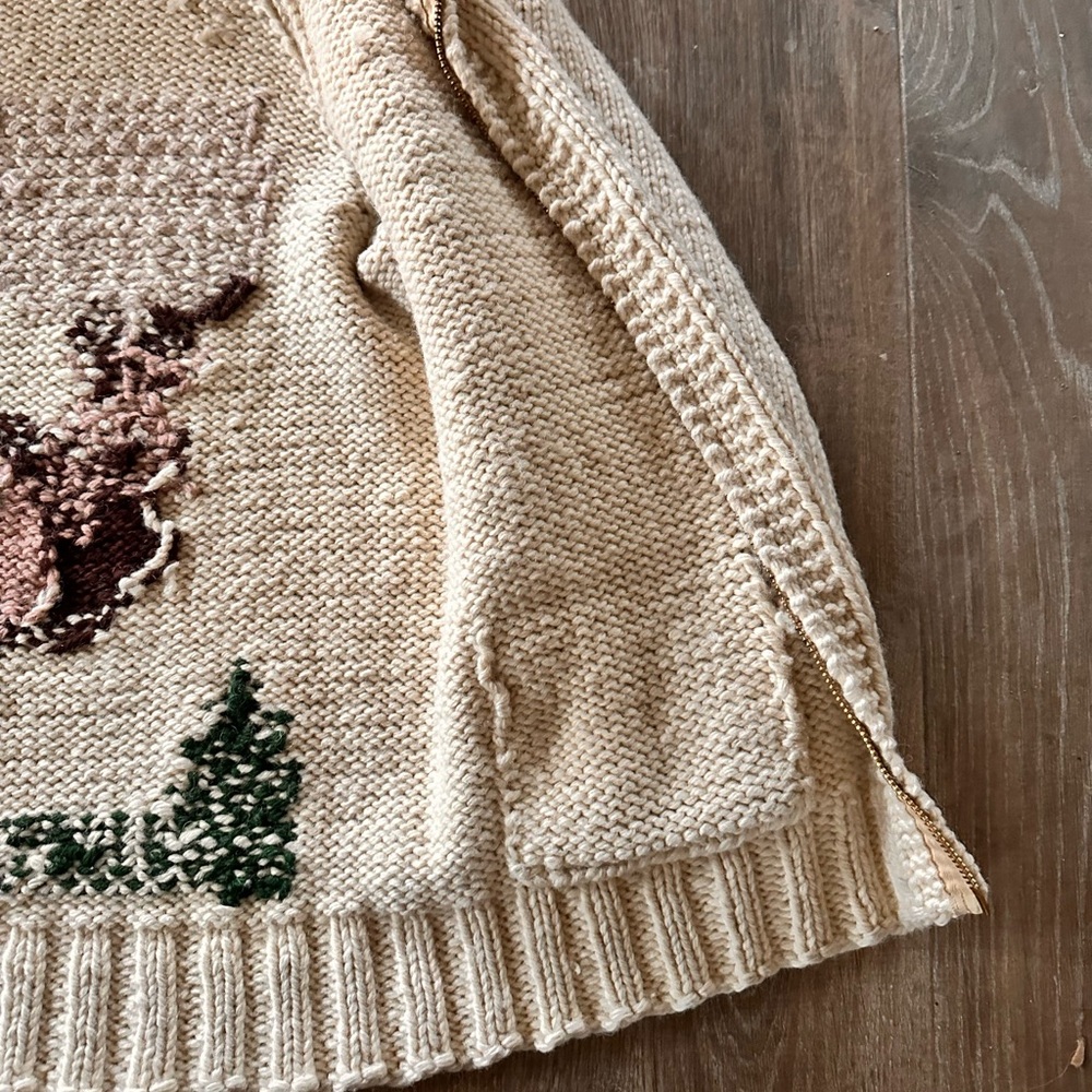 Vintage Hand-Knit Wool Cardigan Sweater – Elk / Lodge Motif - Picture 6 of 8